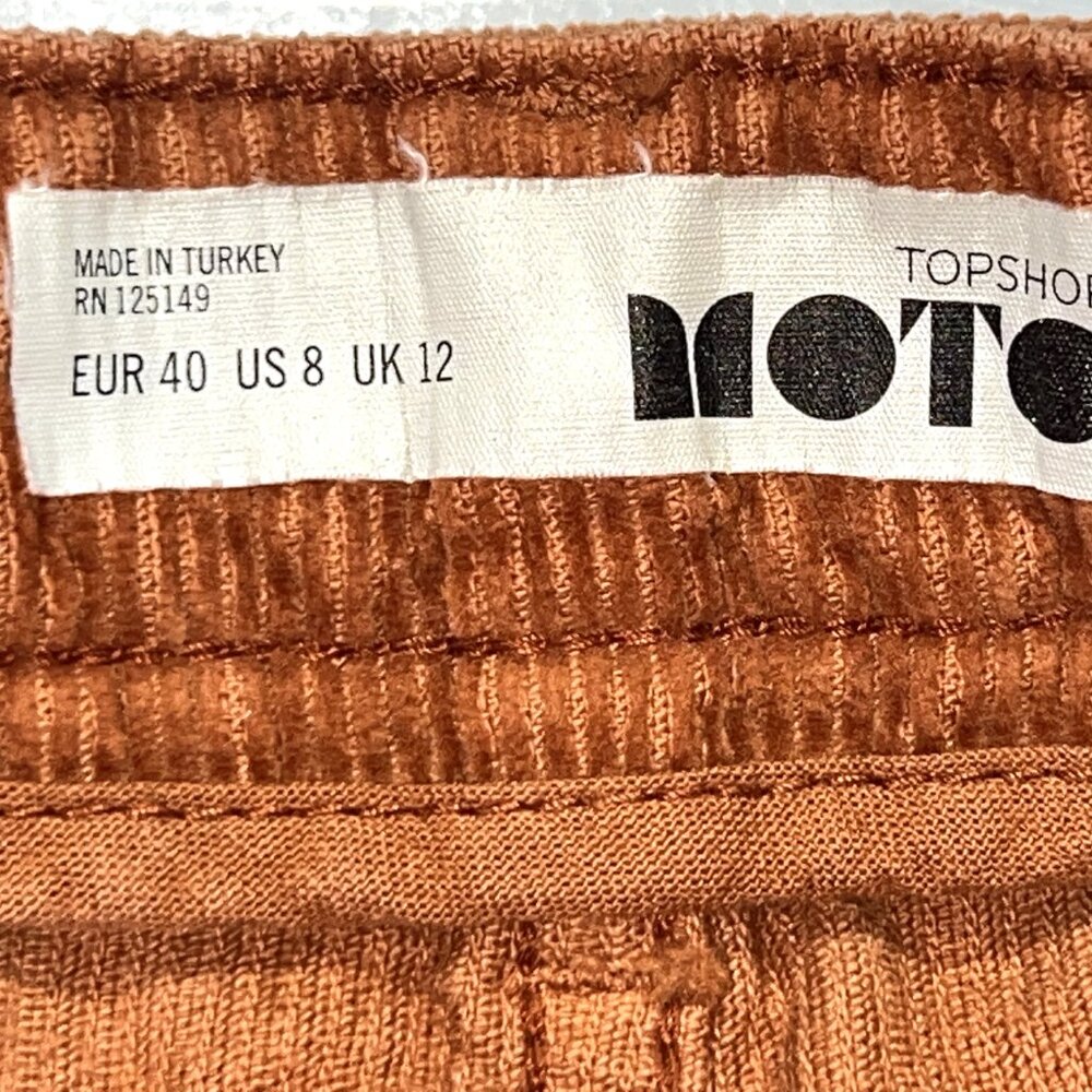 Topshop Moto Burnt Orange Front Zip Corduroy Mini Short Skirt US 8 UK 12 EUR 40 - Picture 4 of 5